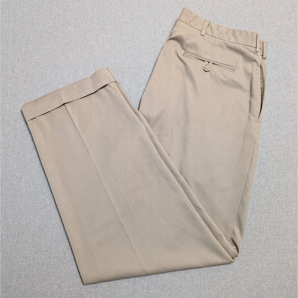 Polo Ralph Lauren Men's Khaki Pleated Dress Pants Cuffed 36x32 Lightweight Prep